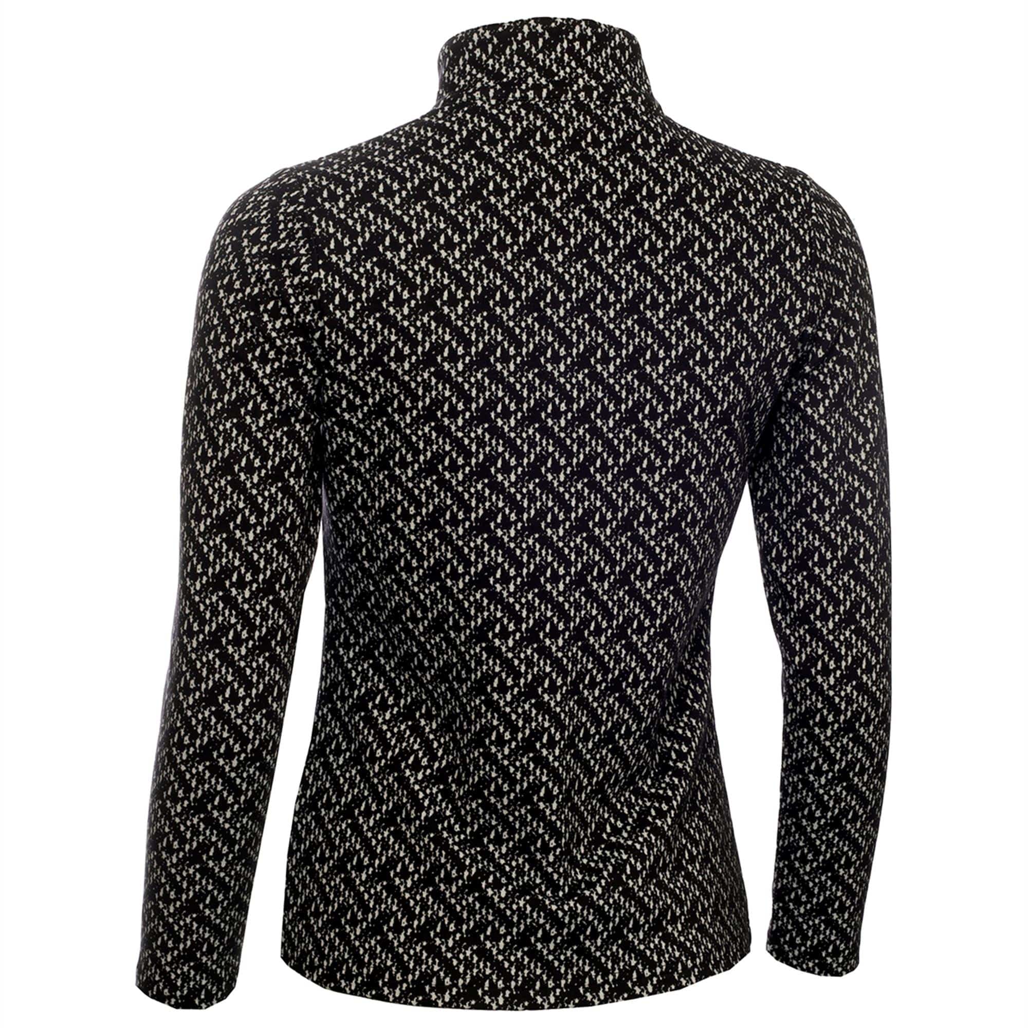 Green Lamb Kenza Jaquard Zip Neck Ladies Golf Top Black